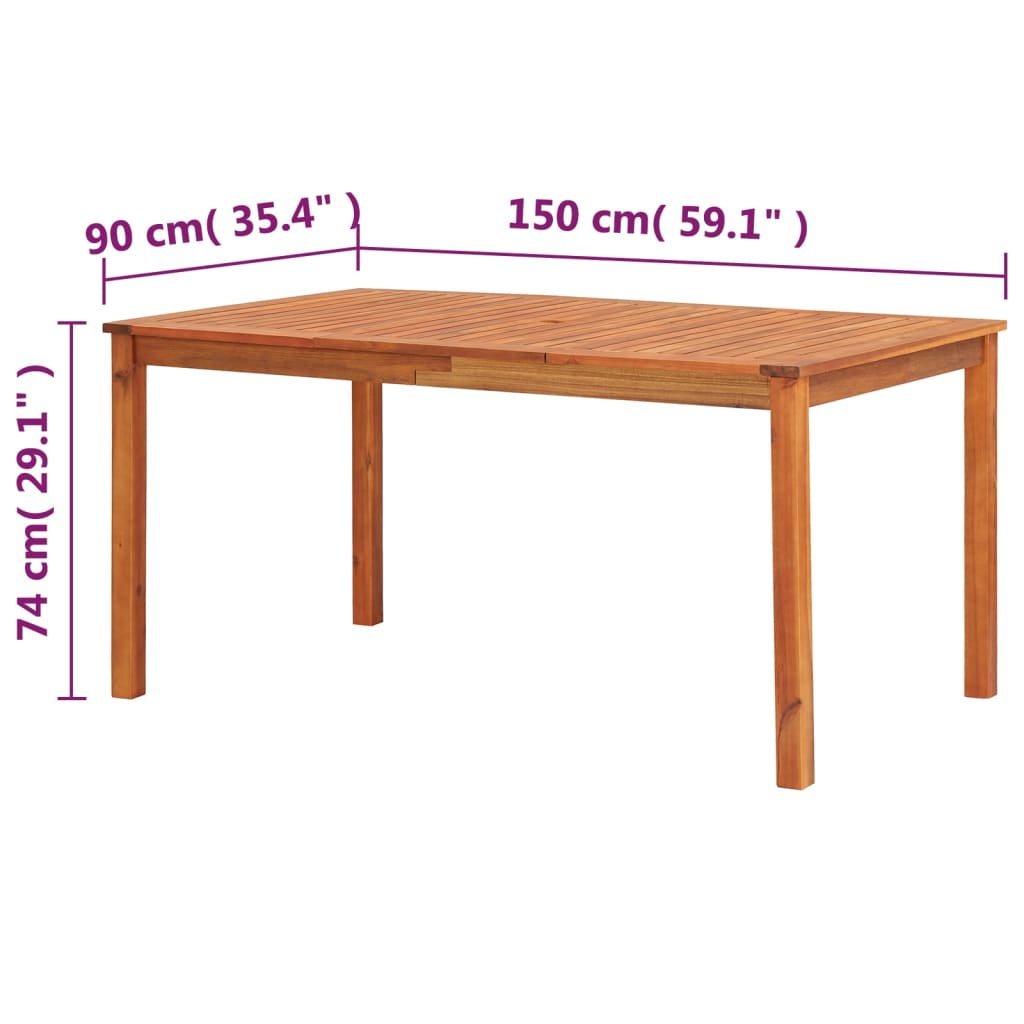 Mesa de jardim 150x90x74 cm madeira de acácia maciça