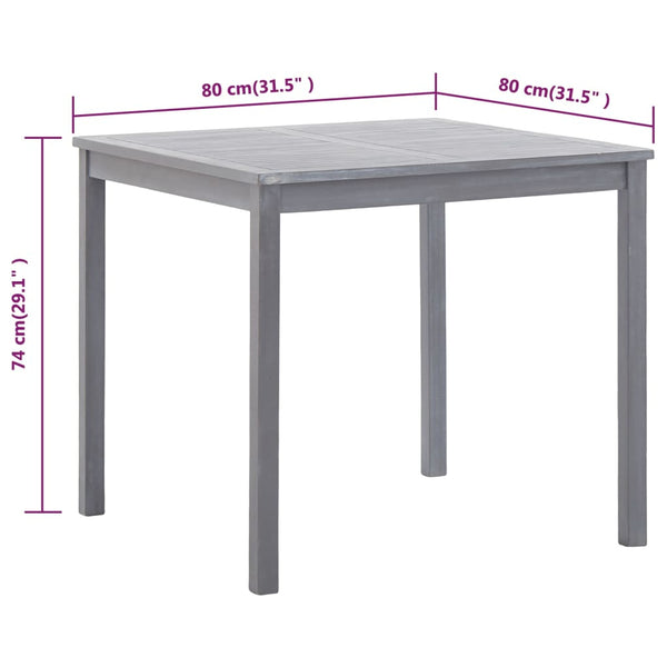 Mesa de jardim 80x80x74 cm madeira de acácia maciça cinzento