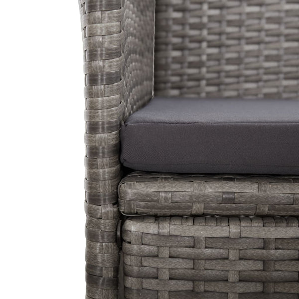 Cadeiras jardim reclináveis 2 pcs + almofadões vime PE cinzento