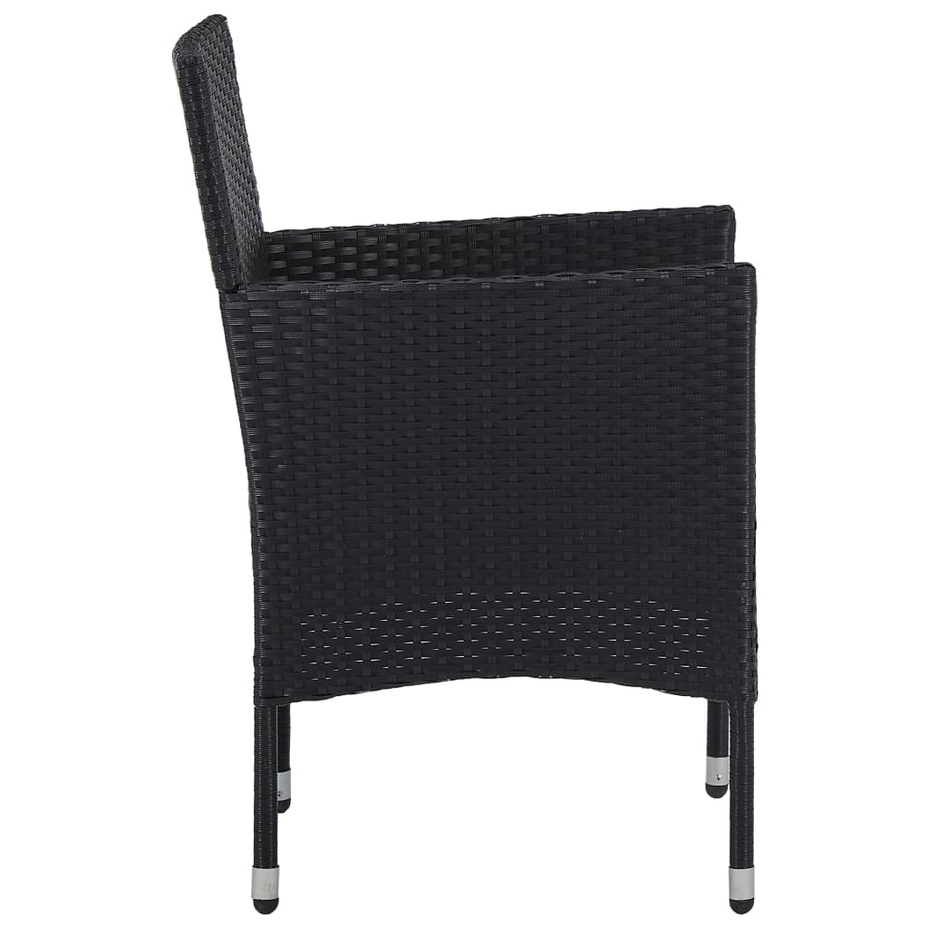 Cadeiras de jantar para jardim 2 pcs vime PE preto