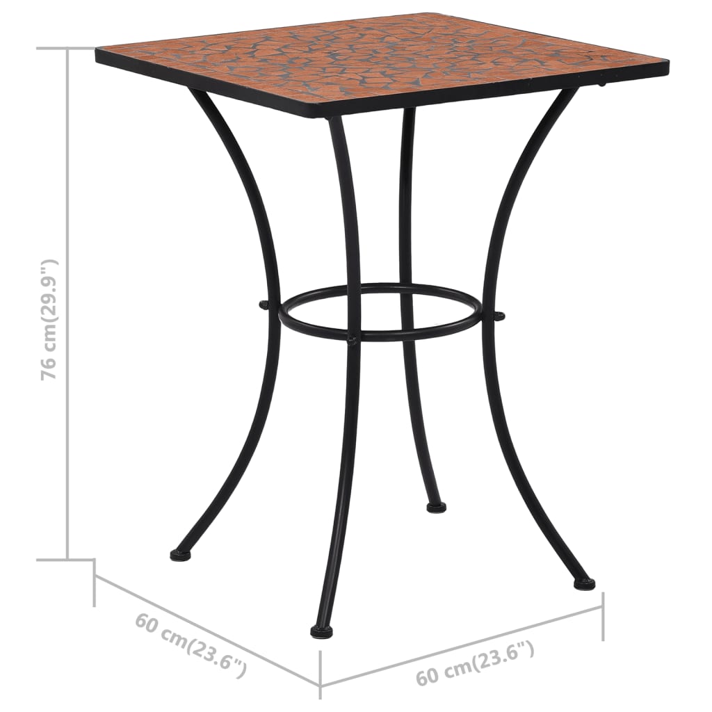 Mesa bistrô em mosaico 60 cm cerâmica terracota