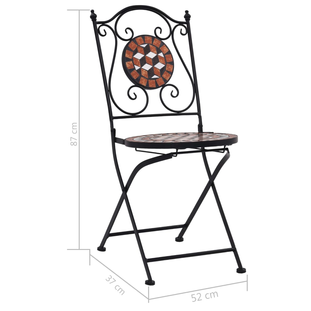 Cadeiras bistrô em mosaico 2 pcs cerâmica castanho