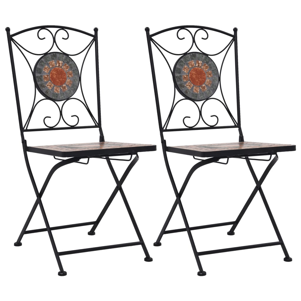 Cadeiras bistrô em mosaico 2 pcs laranja/cinzento