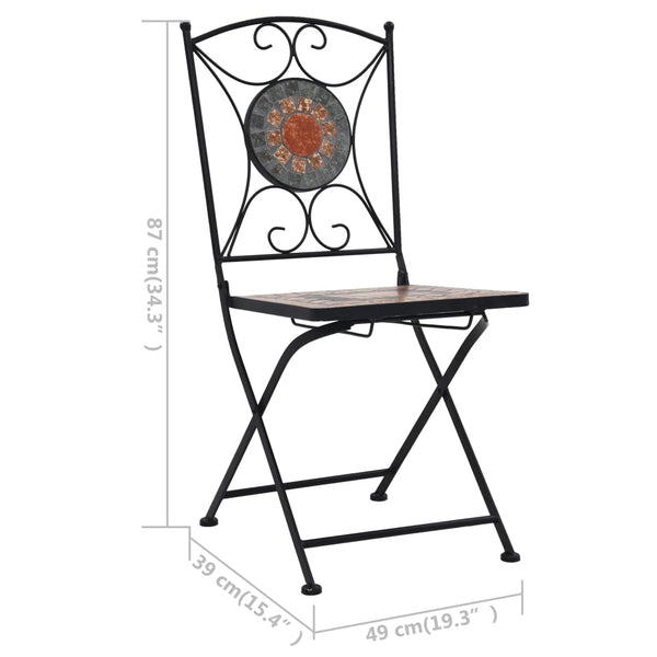 Cadeiras bistrô em mosaico 2 pcs laranja/cinzento