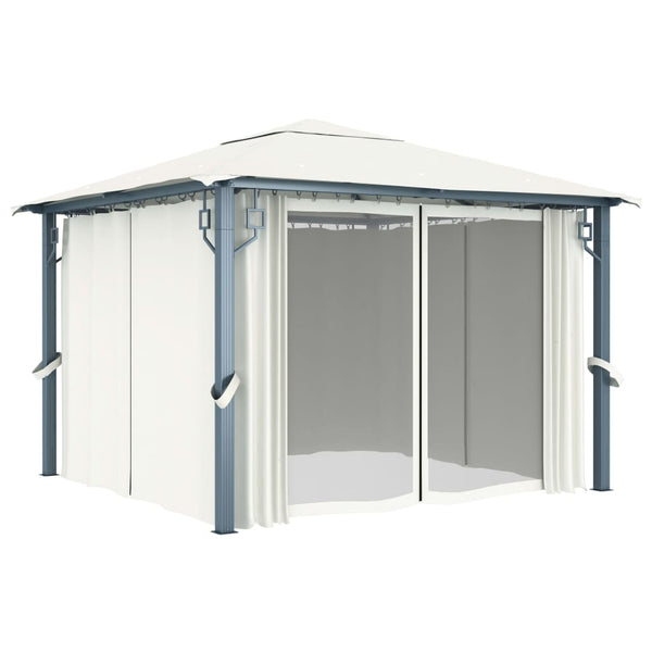 Gazebo com cortina 300x300 cm alumínio creme