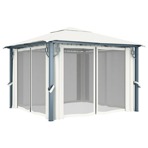 Gazebo com cortina 300x300 cm alumínio creme