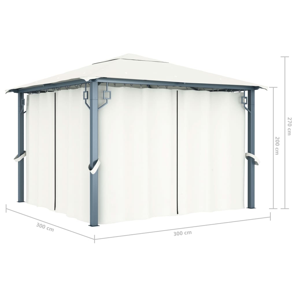 Gazebo com cortina 300x300 cm alumínio creme