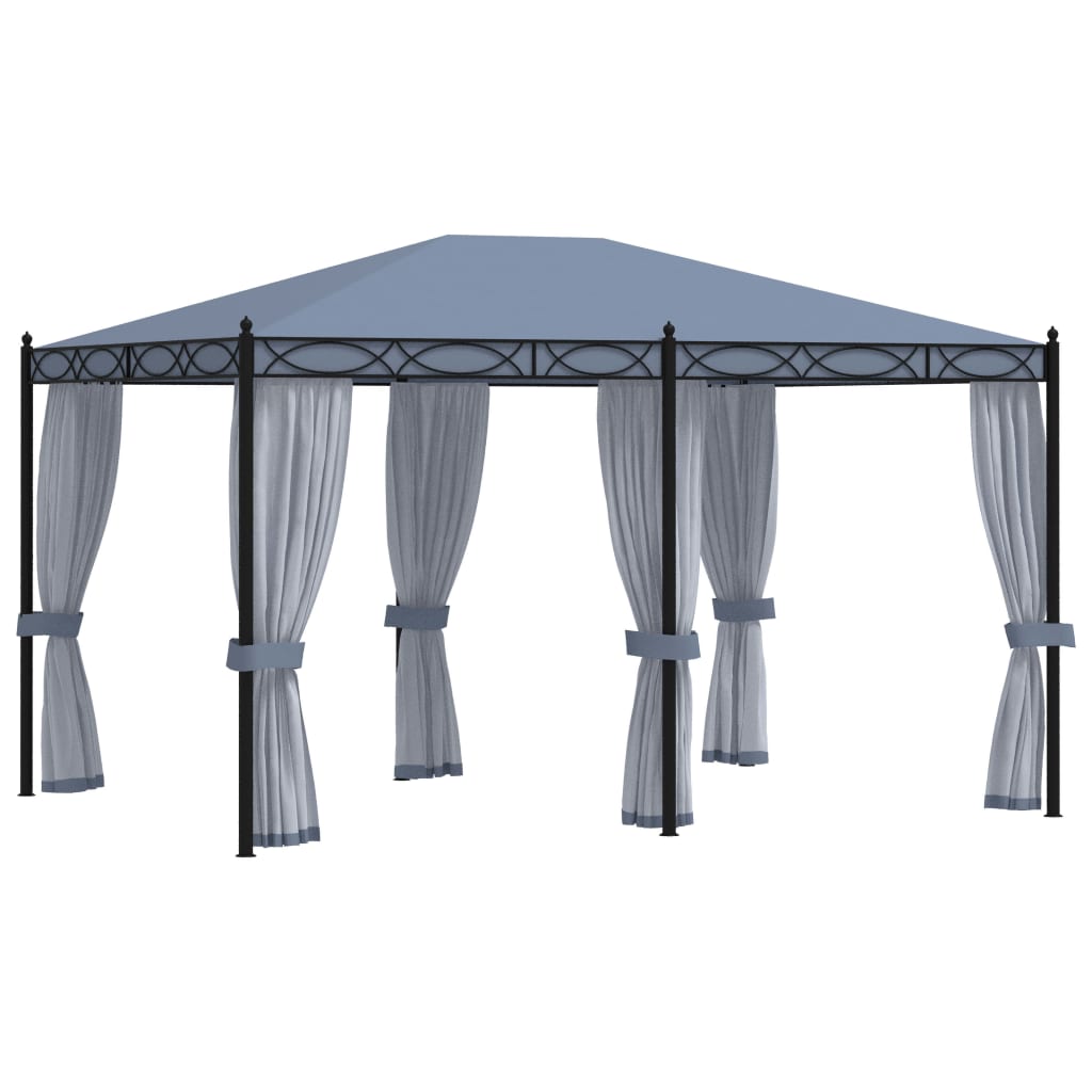 Gazebo com proteções em rede 3x4 m aço antracite