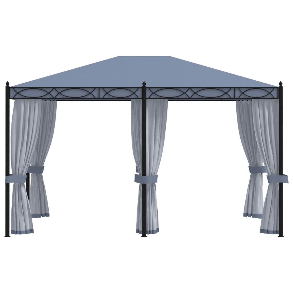 Gazebo com proteções em rede 3x4 m aço antracite