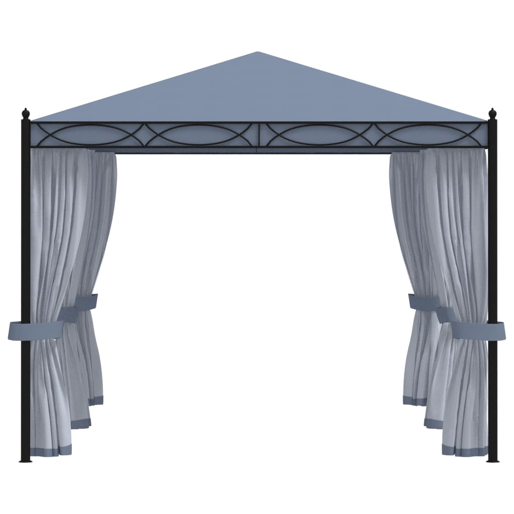 Gazebo com proteções em rede 3x4 m aço antracite