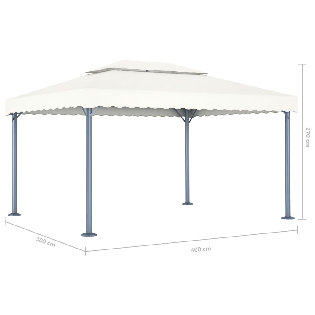 Gazebo 400x300 cm alumínio creme