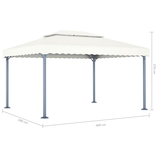 Gazebo 400x300 cm alumínio creme