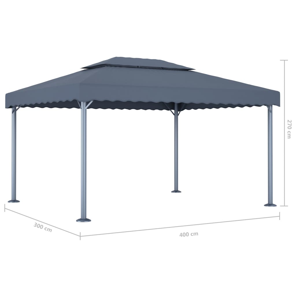 Gazebo 400x300 cm alumínio antracite