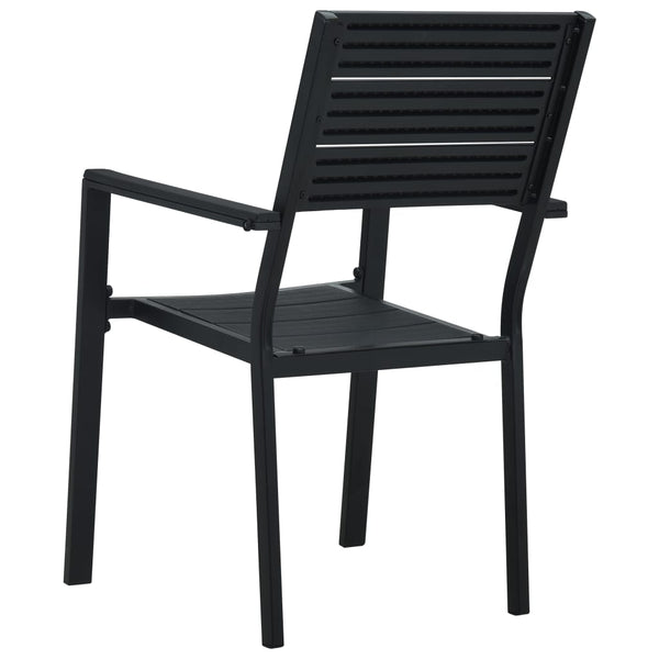 Cadeiras jardim 2 pcs PEAD aspeto madeira preto