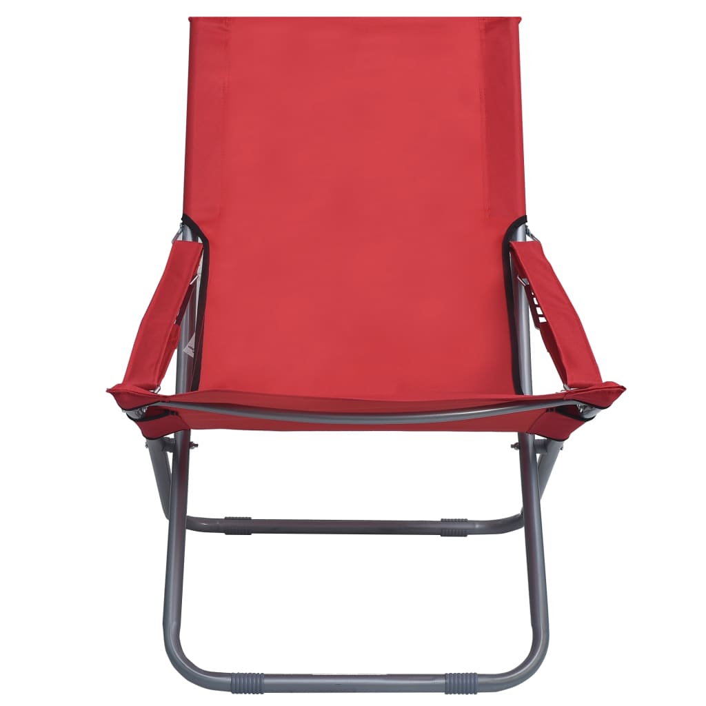 Cadeiras de praia dobráveis 2 pcs tecido vermelho