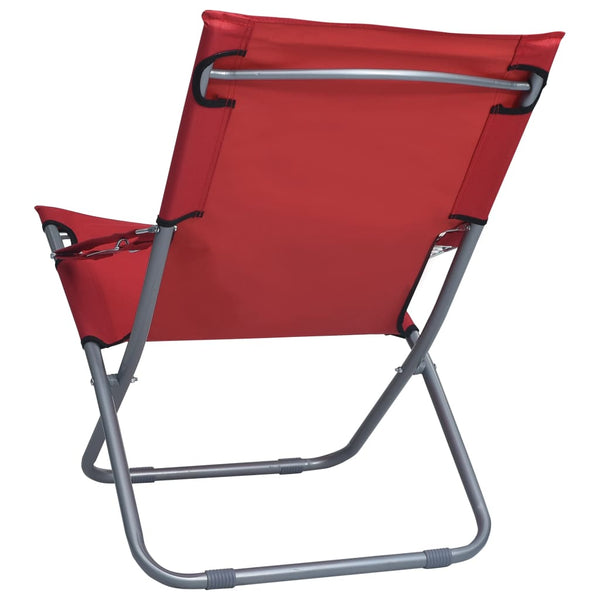 Cadeiras de praia dobráveis 2 pcs tecido vermelho
