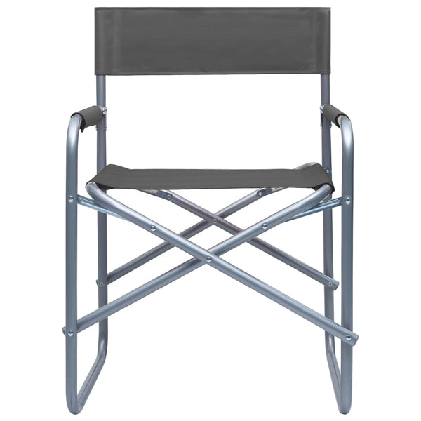 Cadeiras de realizador 2 pcs aço cinzento
