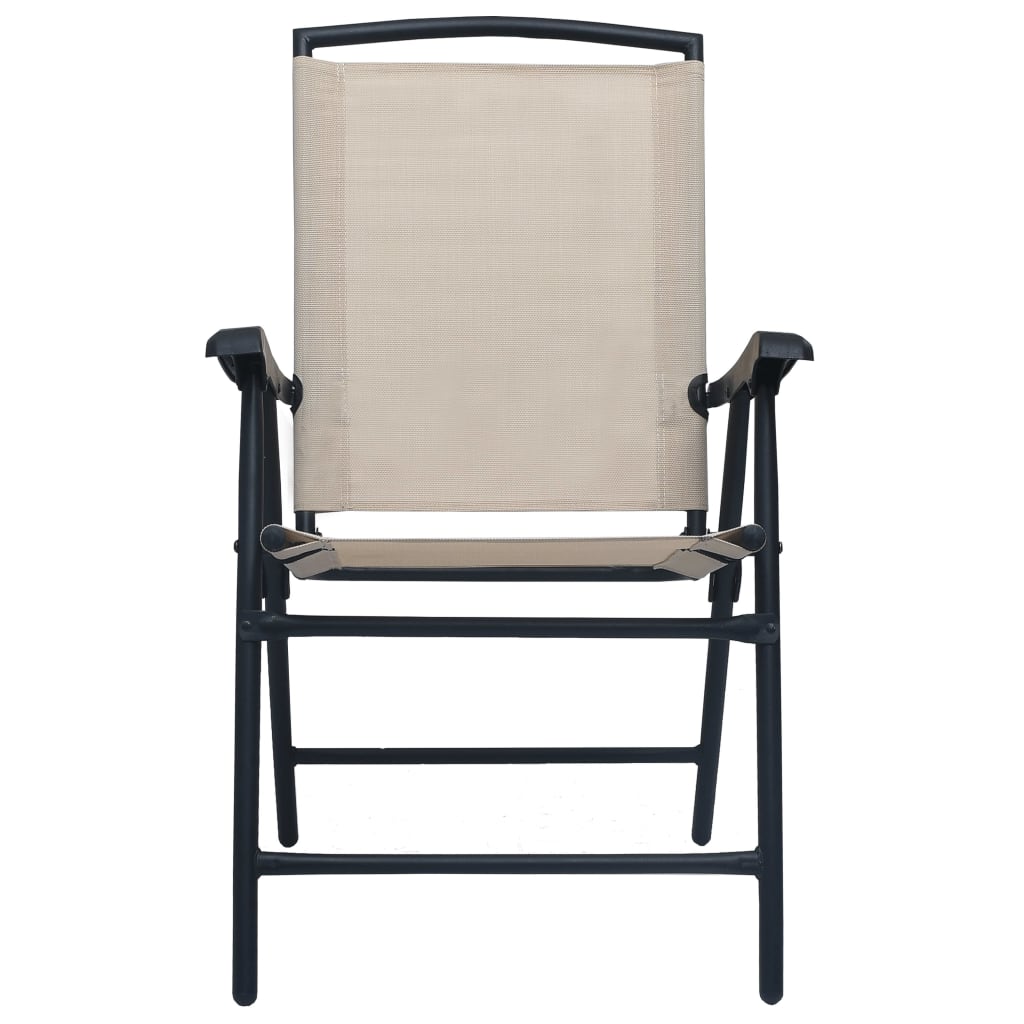 Cadeiras de jardim dobráveis 2 pcs textilene creme