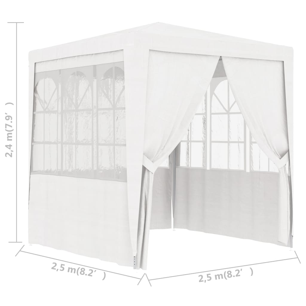 Tenda festas com paredes laterais 2,5x2,5m 90g/m² branco