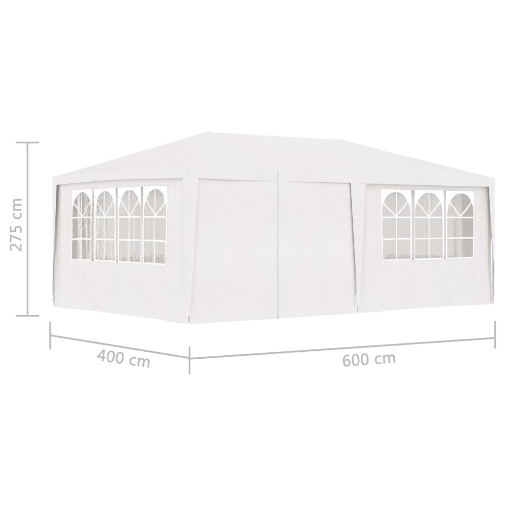 Tenda festas profissional + paredes laterais 4x6m 90g/m² branco