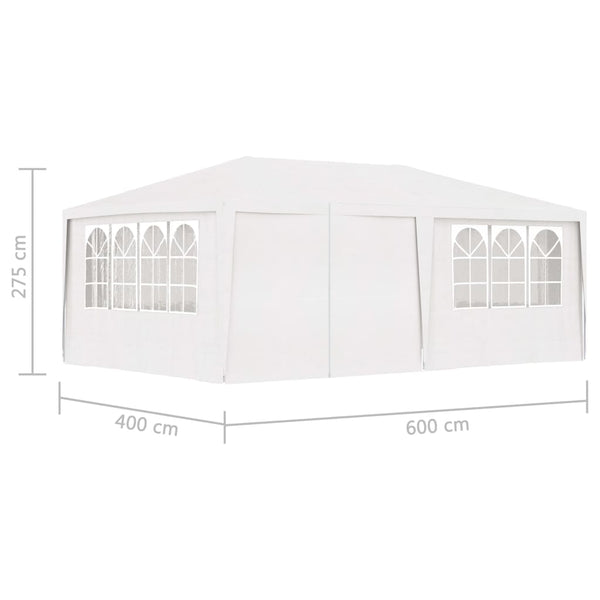 Tenda festas profissional + paredes laterais 4x6m 90g/m² branco