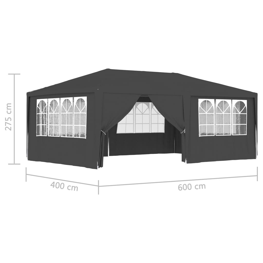 Tenda festas com paredes laterais 4x6m 90g/m² antracite