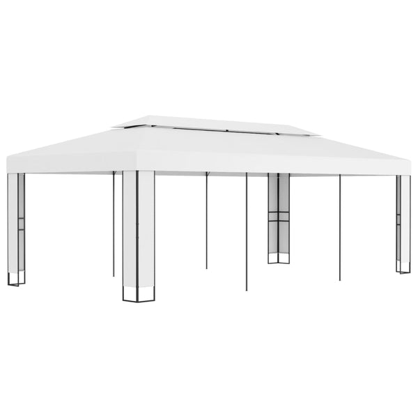 Gazebo com telhado duplo 3x6 m branco