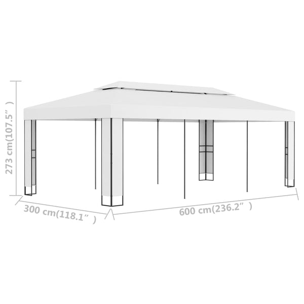 Gazebo com telhado duplo 3x6 m branco