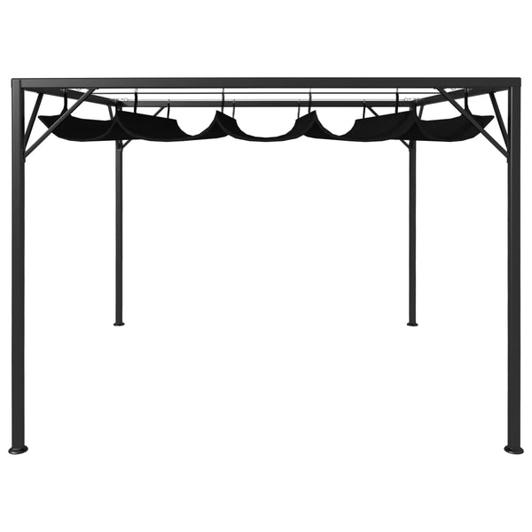 Gazebo de jardim com toldo retrátil 3x3 m antracite