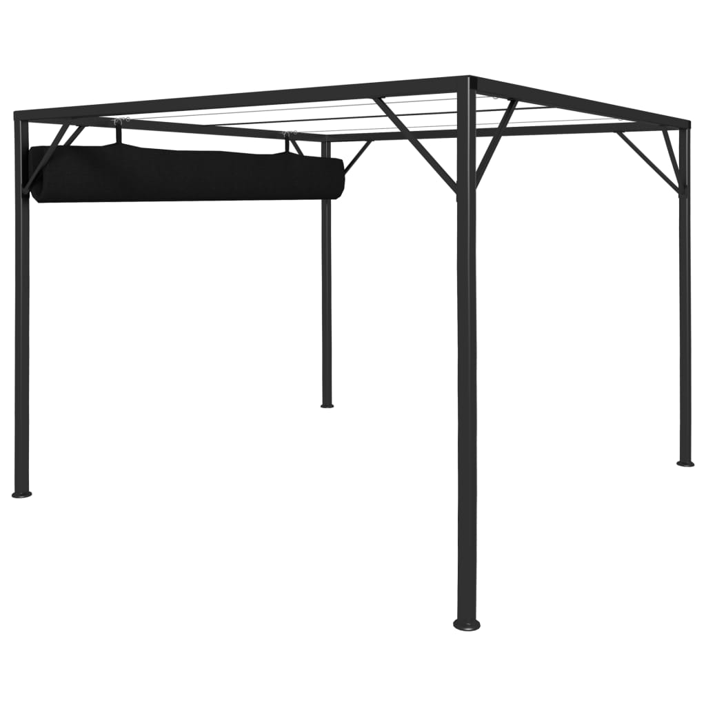 Gazebo de jardim com toldo retrátil 3x3 m antracite