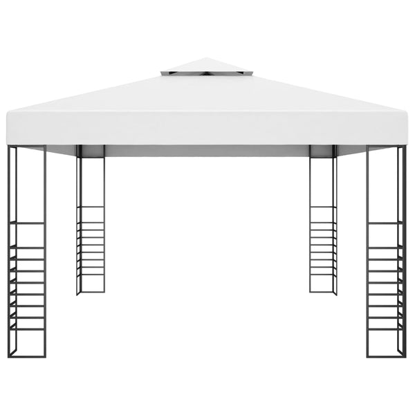 Gazebo de jardim 4x3x2,7 m aço revestido a pó branco