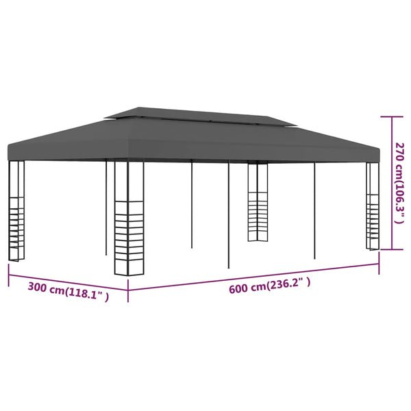 Gazebo/tenda 3x6 m antracite