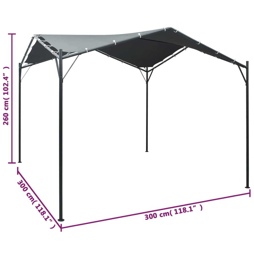 Gazebo tenda com toldo 3x3 m aço antracite