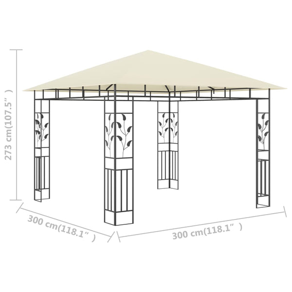 Gazebo com rede mosquiteira 3x3x2,73 m 180 g/m² creme