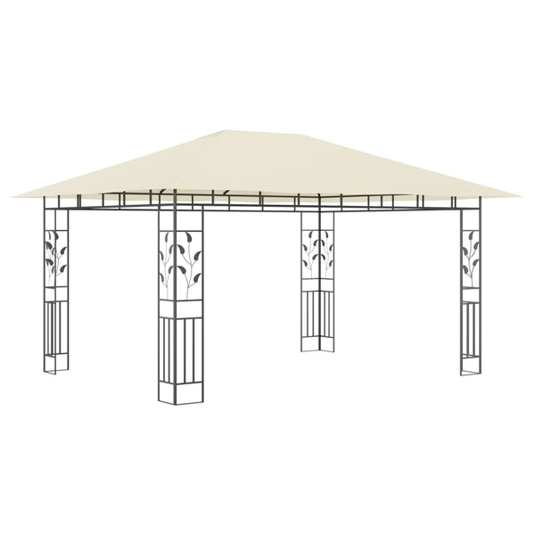 Gazebo com rede mosquiteira 4x3x2,73 m 180 g/m² creme