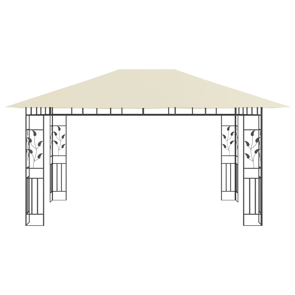 Gazebo com rede mosquiteira 4x3x2,73 m 180 g/m² creme