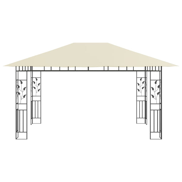 Gazebo com rede mosquiteira 4x3x2,73 m 180 g/m² creme