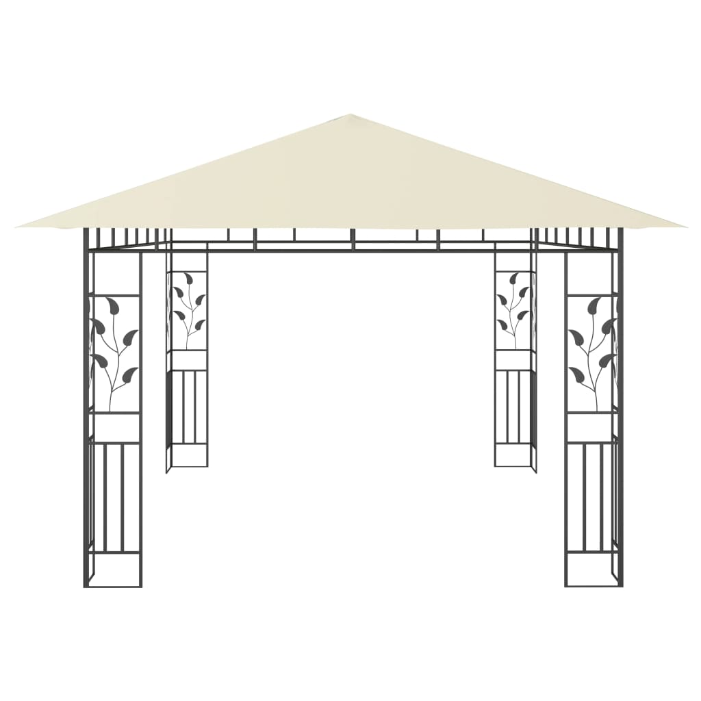 Gazebo com rede mosquiteira 4x3x2,73 m 180 g/m² creme