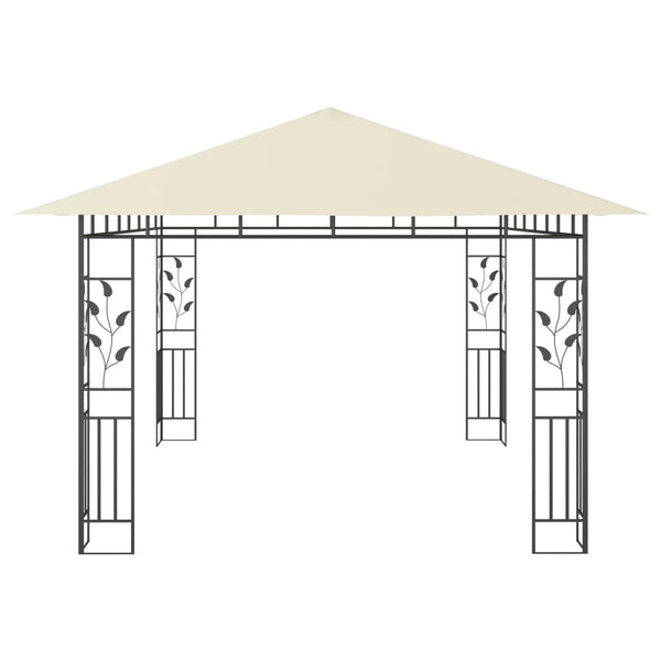 Gazebo com rede mosquiteira 4x3x2,73 m 180 g/m² creme