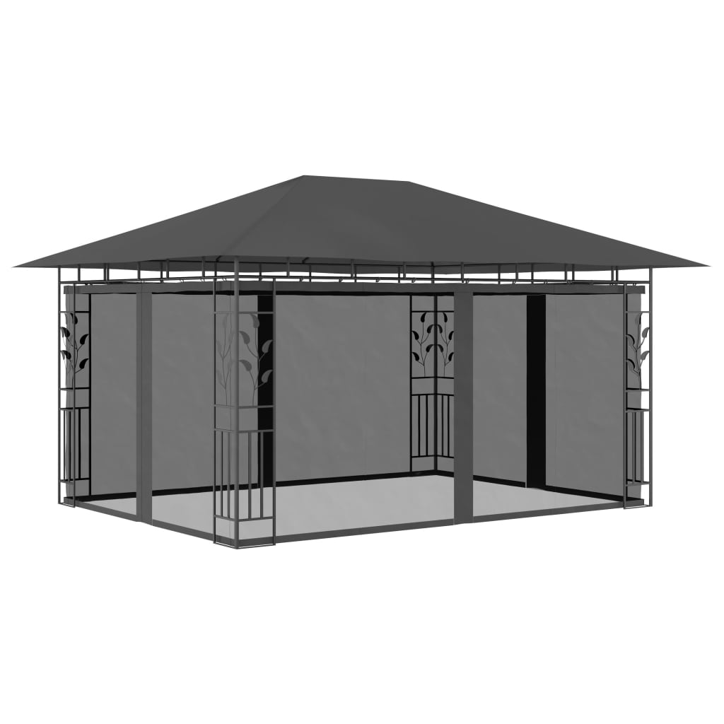 Gazebo com rede mosquiteira 4x3x2,73 m 180 g/m² antracite