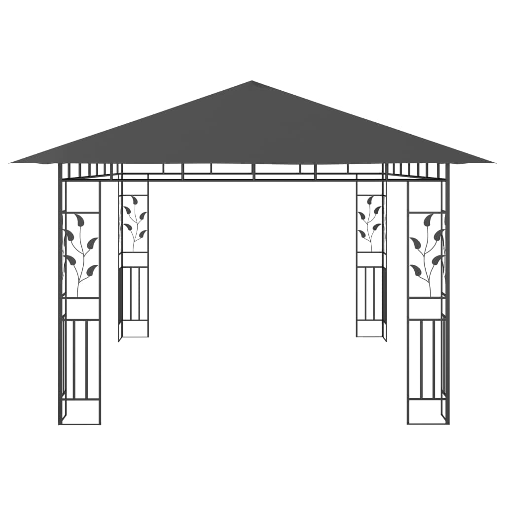 Gazebo com rede mosquiteira 4x3x2,73 m 180 g/m² antracite