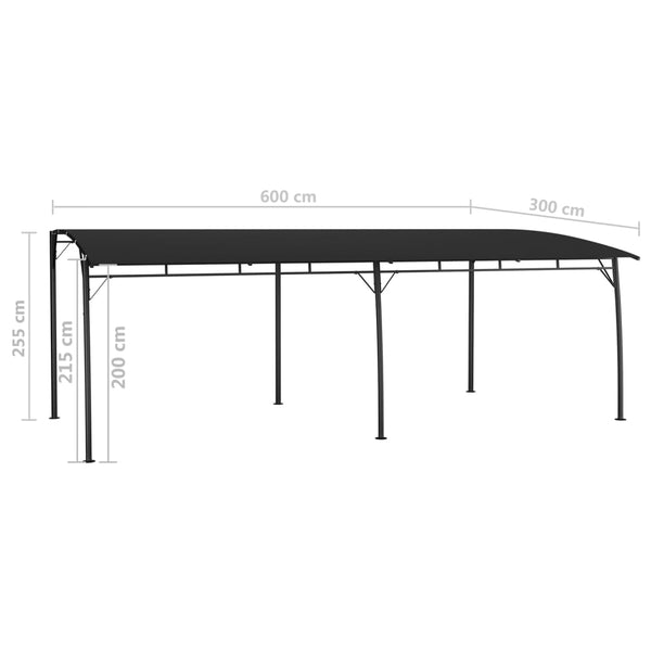 Toldo para-sol de jardim 6x3x2,55 m antracite