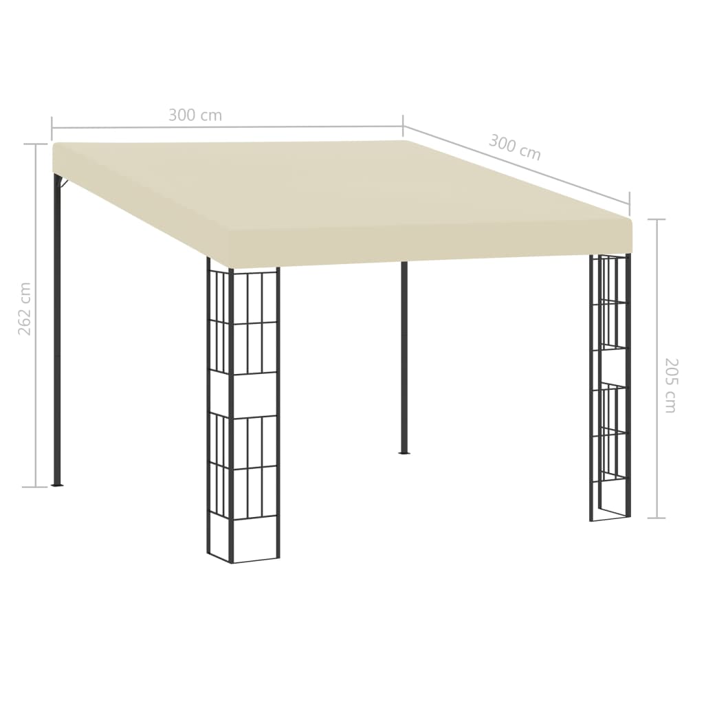 Gazebo de montagem na parede 3x3 m tecido creme