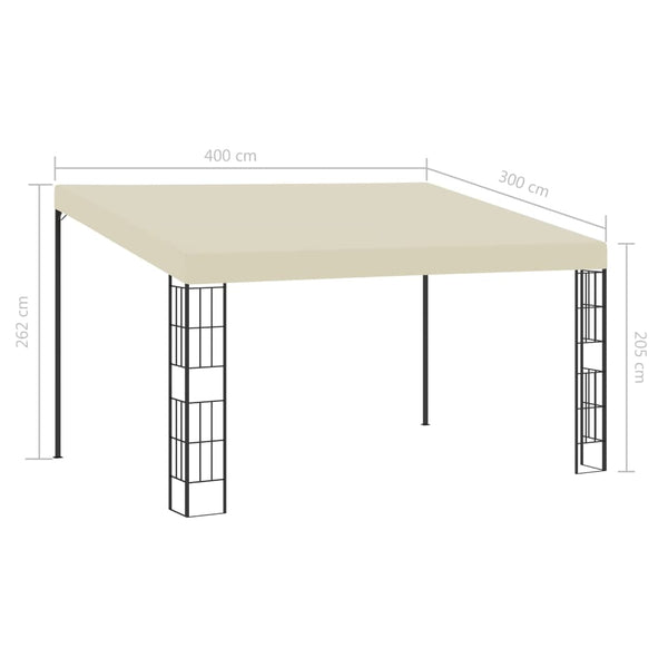 Gazebo de montagem na parede 3x4 m tecido creme