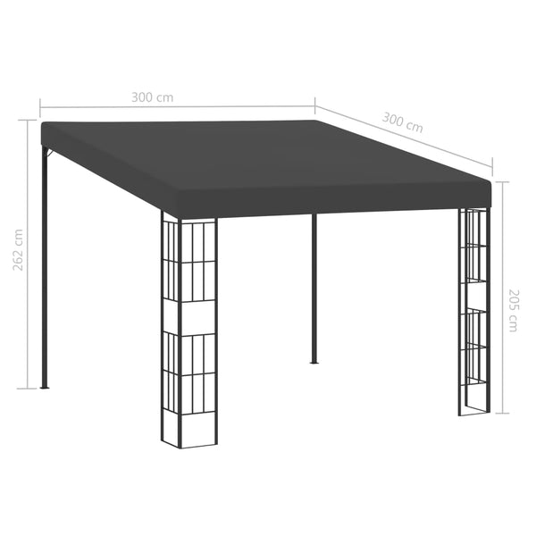 Gazebo de montagem na parede 3x3 m tecido antracite