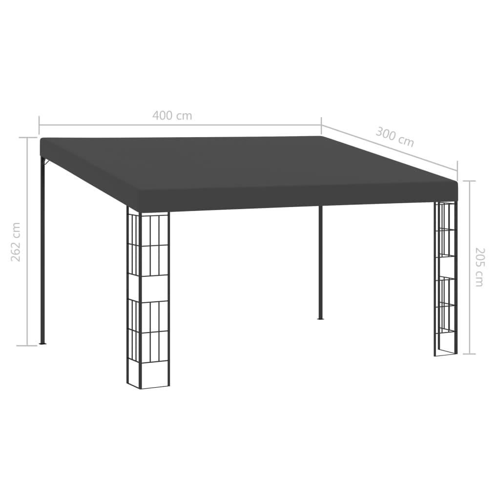 Gazebo de montagem na parede 3x4 m tecido antracite