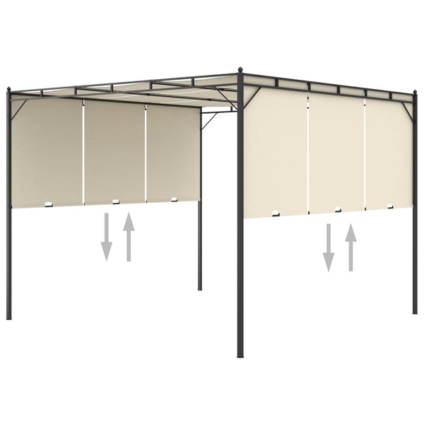 Gazebo de jardim com cortina lateral 3x3x2,25m cor creme