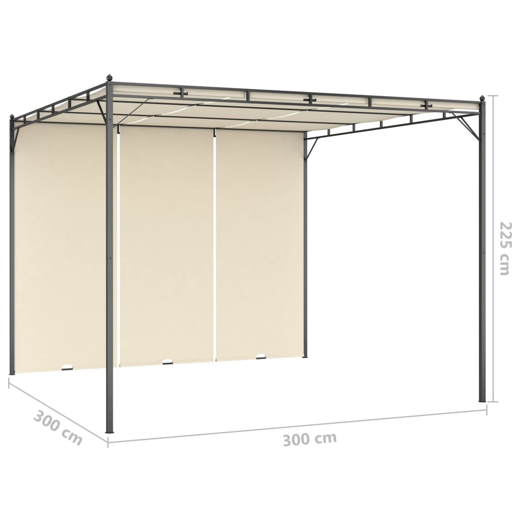 Gazebo de jardim com cortina lateral 3x3x2,25m cor creme