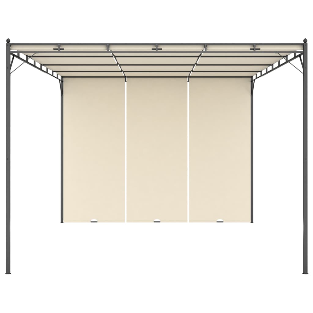 Gazebo de jardim com cortina lateral 4x3x2,25m cor creme