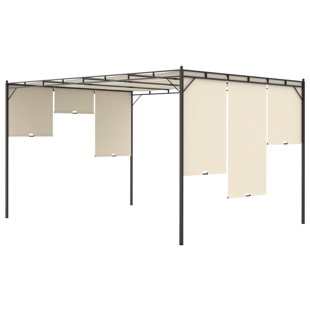 Gazebo de jardim com cortina lateral 4x3x2,25m cor creme